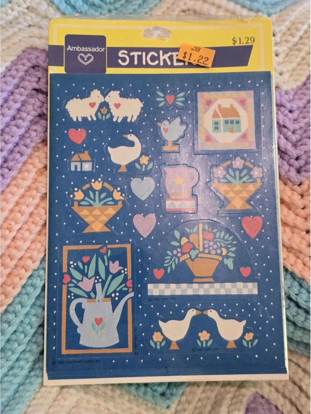 NOS 1987 Hallmark Country Geese Stickers / sheep/ cottage core/ flowers/ goose